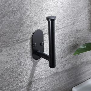 Self Adhesive Black <b>Toilet</b> Paper <b>Holder</b> <b>Wall</b> <b>Mount</b> <b>Toilet</b> <b>Roll</b> <b>Holder</b> No Drill Bathroom Tissue Dispenser Bathroom Accessory - Product Image 5