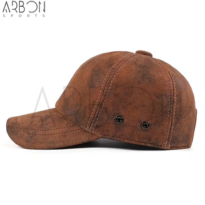 Nouvelles casquettes de sport en cuir marron tendance 2026, faites sur mesure, durables, finition vieillie, style streetwear décontracté, prix de gros - Product Image 2