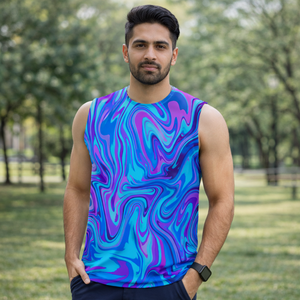 Hauts de fête sexy pour hommes à col ras du cou en maille polyester tricotée avec strass thermocollants, style européen et américain, effet scintillant - Product Image 6