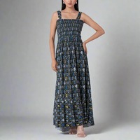 Robe trapèze pour femme, qualité supérieure, personnalisée, douce, à motifs floraux, à bretelles, smockée, écologique, coupe ajustée, respirante, col en V, taille élastique, pour les vacances
