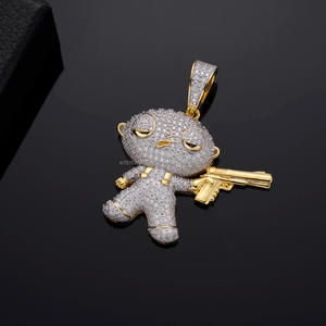 Pendentif de luxe à l'effigie d'un personnage de dessin animé avec diamant Moissanite VVS en argent sterling 925 - Product Image 1