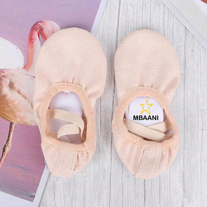 MBAANI – chaussures de ballet souples, tige en toile, semelle en caoutchouc, chaussures de danse plates unisexes, pantoufles de ballet roses, en cuir véritable - Product Image 2