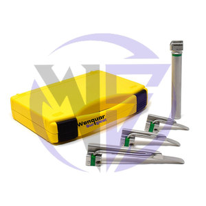 Kit de laryngoscope Miller réutilisable, ampoule LED, 4 lames, 1 poignée, acier inoxydable, emballé dans une boîte en plastique - Product Image 2