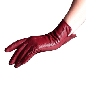 Fashionable Crystal Beads Pleats Cuff Leather <b>Gloves</b> for Women Medium Length <b>Long</b> Winter Touchscreen Daily Outdoor Party <b>Gloves</b> - Product Image 1