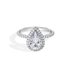 Pear Cut Diamond Engagement Ring 925 Silver Prong Setting Women's Floral Style IGI Certified - Product Image 4