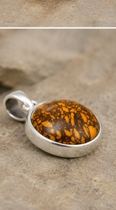 Pendentif artisanal en jaspe jaune matriciel, prix de gros attractif, pierre précieuse ronde minimaliste, bijou statement en argent, qualité AAA, pierre de naissance - Product Image 3