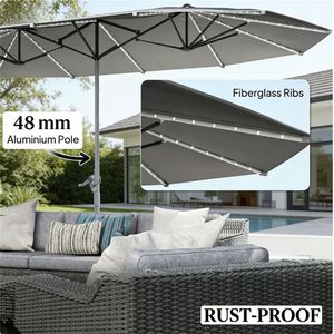 Parasol de terrasse extérieur gris foncé et bases pour parasols de patio - Product Image 4