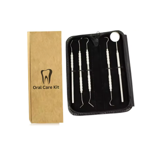 NEW Manual Dental <b>Tooth</b> Cleaning Kit Dentist <b>Scraper</b> Pick Tool Calculus Plaque Floss Remover 5 PC Stainless Steel CE Certified - Product Image 1