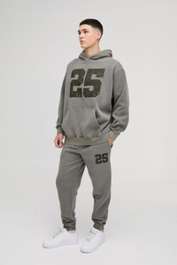 Survêtement vintage surdimensionné personnalisé pour homme en molleton de coton avec impression de numéro, ensemble deux pièces (hoodie et pantalon de jogging) - Fournisseur ODM - Product Image 2