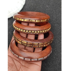 Sustainable Wooden Brass Bangle <b>Bracelet</b> Handmade Artisan Jewelry for Ladies - Product Image 1