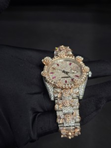 Reloj de Lujo para Mujer, Mecánico, con Incrustaciones de Diamantes, en Oro Rosa y Acero Inoxidable, con Esfera Analógica con Indicador de Fecha, 40MM, Cierre Plegable - Product Image 3