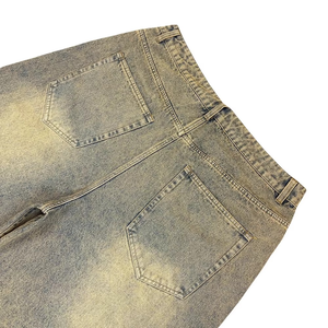 Shorts en jean vintage délavé pour homme, coupe ample, jambe large, style Y2K gothique streetwear, 100% coton tricoté, couleur unie, OEM - Product Image 6