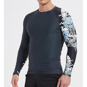 Men Athletic <b>Compression</b> <b>Shirt</b> Long Sleeve Rash Guard Graphic Print UV Protection Custom Branding OEM - Product Image 4