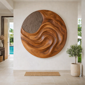 Sculpture murale Art Déco artisanale en bois organique de luxe Luxali, écologique, durable, décoration murale pour salon - Product Image 1