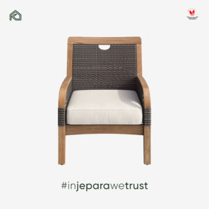 Natural Teak Wood Leisure Sofa Chair with Cotton <b>Liner</b> White Cushion Modern Lounge Chair for Living Room and Hotel Furniture - Product Image 3