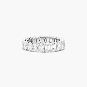 Bagues de mariage éternelles en or blanc 14 carats avec diamants de laboratoire certifiés IGI, taille ovale 3,00 carats, taille émeraude, clarté VS2, couleur F, pour la mariée - Product Image 2