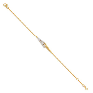 Bracelet en diamant à bords coupés avec chaîne en or jaune et motif géométrique central épuré - Product Image 4