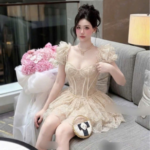 Robe longue élégante et décontractée pour femme, taille unique, coupe simple et confortable, taille naturelle, en soie à manches courtes - Product Image 5