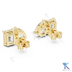 Custom Lab Grown CVD HPHT Diamond Toi Et Moi <b>Stud</b> <b>Earrings</b> <b>Emerald</b> Pear Cut 14K Solid Gold Luxury Fine Women Wedding Bridal - Product Image 1