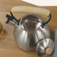 Bouilloire à sifflet en acier inoxydable de 2,5 L, couleur argent, pour cuisinière