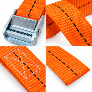 Sangle d'arrimage à boucle à came haute résistance 25 mm, crochet en polyester 250 kg pour transport de marchandises, fournisseur OEM - Product Image 3