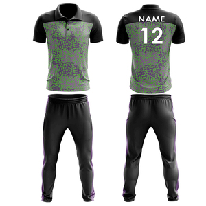 ชุดยูนิฟอร์มคริกเก็ตชาย เสื้อโปโลแขนสั้น กางเกงเอวยางยืด ลายพิมพ์เรขาคณิต ผ้าโพลีเอสเตอร์ซับเหงื่อ - Product Image 6