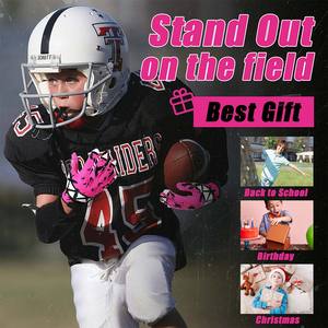 Gants de football américain antidérapants et respirants pour adolescents, en cuir microfibre personnalisé, pour enfants, gants de receveur de rugby - Product Image 3