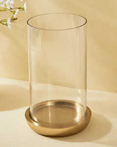 Luxury Glass Candle Holder Set with Metal Base Modern Decorative Hurricane Candle Lantern for Home Decor Wedding <b>Table</b> - Product Image 4