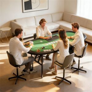 Tavolo da Gioco Pieghevole Verde per Poker, per Uso Domestico e in Viaggio - Product Image 1