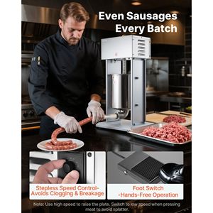 Insaccatrice Elettrica Verticale per Carne 22 LBS/10 L, Regolazione Velocità Continua, Macchina per Insaccare in Acciaio Inox - Product Image 2