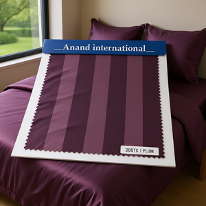Juego de Sábanas de Satén Oscuro con Rayas de 2CM, 300 Hilos, 100% Algodón, Tamaño Queen, Funda de Edredón de Lujo para Hotel y Hogar - Product Image 3