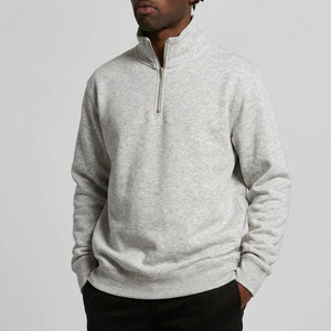 Sweat-shirt à col zippé contrasté en coton épais, style streetwear, personnalisable avec étiquette privée pour les marques de vêtements - Product Image 5