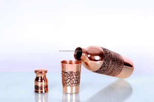 Best Selling 1000 ml Copper Water <b>Bottle</b> with Embossed Design Ideal for <b>Traveling</b> and Kitchenware Water Storage Supplies - Product Image 4