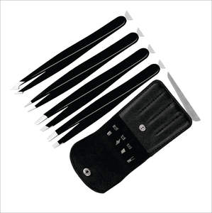 Ensemble de pinces à sourcils et cils en acier inoxydable multicolores de haute qualité CHC, durables, avec pointe arrondie, 4 pièces - Product Image 4