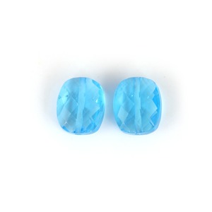 Perles suspendues en topaze bleue suisse naturelle de haute qualité, taille coussin et briolette, à facettes, pour la fabrication de bijoux - Product Image 1