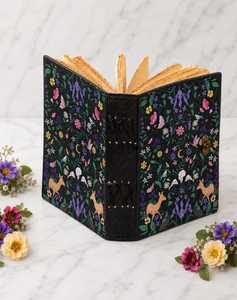 Journal relié en spirale en cuir de cerf, couverture rigide, motif floral, fait main, style vintage - Product Image 2