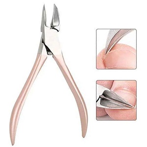 Coupe-ongles en acier inoxydable robuste avec poignée en or rose, à joint de raccordement et ressort, pour manucure et pédicure - Product Image 3