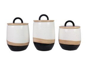 Designer Ceramic Canister Set Lid Handle Accent Airtight <b>Storage</b> <b>Jars</b> Modern <b>Kitchen</b> Organizer Premium Countertop Collection - Product Image 2