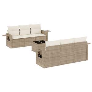 Conjunto de Sofá de Jardín de Ratán PE Beige con Acero con Recubrimiento en Polvo y Vidrio Templado - Product Image 2
