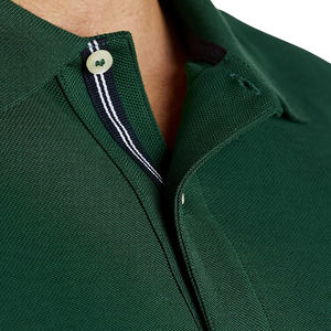 Polo de Hombre Verde Oscuro, Mezcla de Algodón, Manga Corta, Color Liso, Casual, Transpirable, Cómodo, con Logotipo Personalizado - Product Image 3