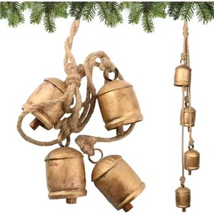 Ornement de cloche de Noël en métal de qualité supérieure avec finition rustique pour la décoration de l'arbre de Noël, les fêtes à domicile et les décorations saisonnières - Product Image 1