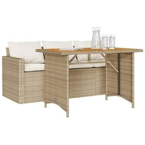 Conjunto de Comedor de Jardín de Ratán Sintético PE Beige de 3 Plazas, Resistente a los Rayos UV, Cómodo y Elegante - Product Image 3