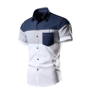 Men's Casual Short Sleeve <b>Mandarin</b> <b>Collar</b> <b>Shirt</b> Breathable Sustainable Printed Design - Product Image 3