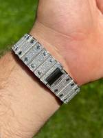 Montre de luxe SHREYA DIAM pour homme, rectangulaire, en acier inoxydable, analogique, avec cristaux, 46 mm, chiffres romains, diamants, bracelet à fermoir déployant