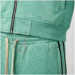 Ensemble de survêtement vert menthe pour homme, manches longues, col montant, fermeture éclair sur le devant, couleur unie, respirant, coupe décontractée, idéal pour le printemps - Product Image 5