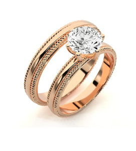 925 Sterling <b>Silver</b> Rose Gold Plated <b>Solitaire</b> Couple <b>Rings</b> - Product Image 2
