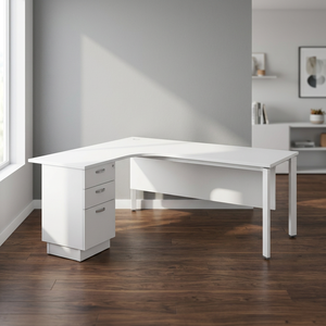 Table de bureau UT en forme de L avec piédestal 2D1F Bureau de rangement fonctionnel pour salles d'étude et de bureau - Product Image 3