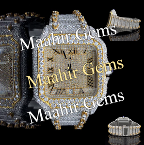 Montre de sport de luxe pour homme de haute qualité, cadran carré, verre cristal, bracelet en acier inoxydable, moissanite, résistance à l'eau 10 bars - Product Image 1