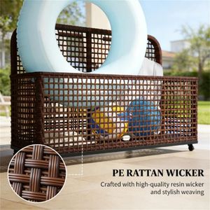 Cesto portaoggetti in vimini marrone per piscina - Product Image 3