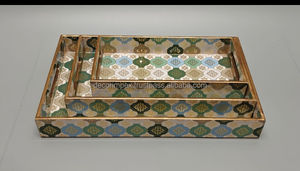 Modern High Quality Wooden <b>Tray</b> for <b>Serving</b> with Printed Design Great for Kitchen Use <b>Parties</b> Farmhouse Style Decor From India - Product Image 3